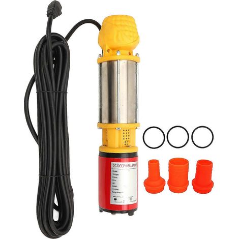 Pompe immergée solaire 12V 250W, débit 5m³/h, hauteur 8m, DC pour puits profond, livrée avec 3 raccords (1in, 1.5in, 2in) pour maisons et exploitations agricoles. (1/5)