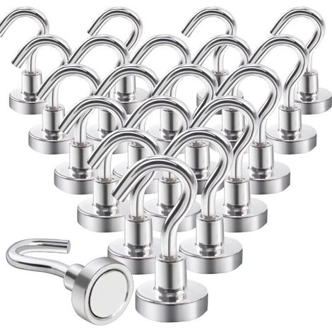 Ulisem20 Stück Magnethaken, leistungsstarker Neodym-Magnethaken für Kühlschrank, Küche, Büro, Schule, Kreuzfahrt, robust