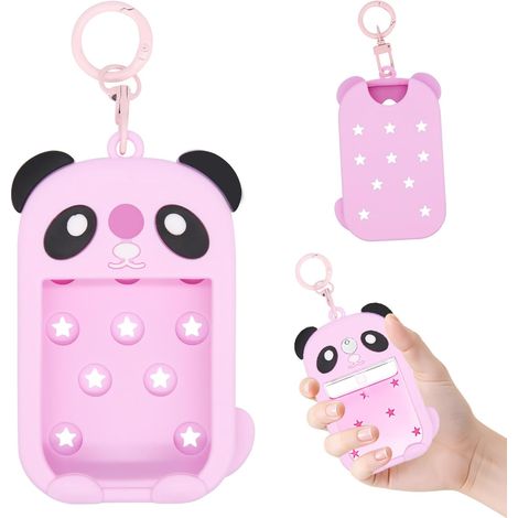 Étui en silicone avec porte-clés pour spray désinfectant pour les mains Touchland, adorable étui panda avec porte-clés pour flacons de 30 ml (1 fl oz) Power Mist et Glow Mist, jolie housse de
