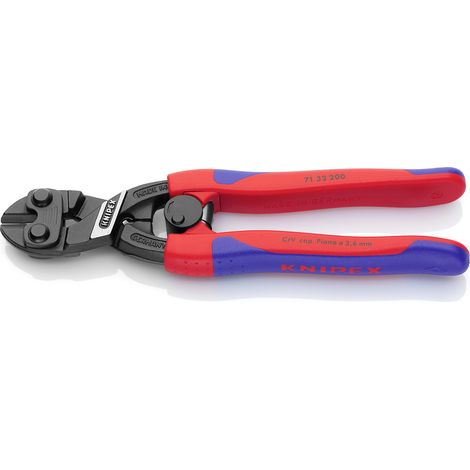 Knipex Cobolt Tronchese a Doppia Leva Bonderizzata Nera, Rivestiti in Materiale Bicomponente, Forma Affusolata 200 Mm 71 32 200 (1/4)