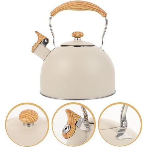 1pc 2.5L ustensiles de cuisine plate Kinder Kettle Sounding Bouilloire (beige) bouilloire electrique petit dejeuner - cafe (1/4)