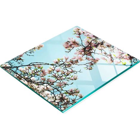 Vassoio da cucina in vetro con grafica di fiori di magnolia, 60x52 cm (1/5)