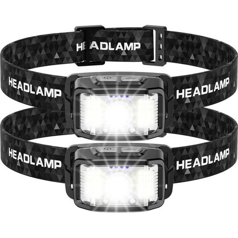 2 Pièces Lampe Frontale LED Ultra Puissante, 2000 Lumens ,Capteur De Mouvement,Pour Pêche,Camping,Cyclisme,Running (1/4)
