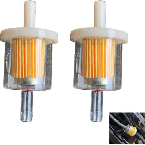 Filtres à Essence de 8 mm - Lot de 2 Filtres à Carburant Transparent pour Moto, Bateau, Quad, Cyclomoteur et Tondeuse à Gazon - Raccord de Filtre à Carburant (1/5)