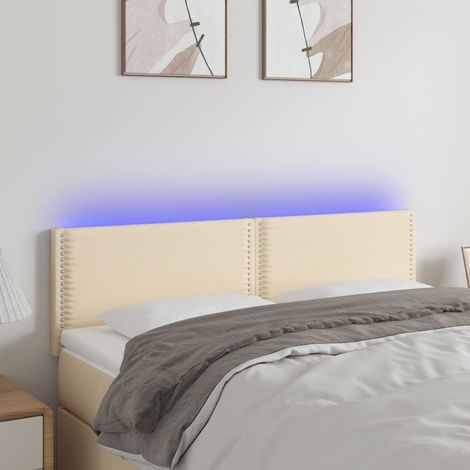 Tête de lit à LED - Design industriel - Pour Lit adulte - Crème 144x5x78/88 cm Tissu Chic-874959 (1/5)