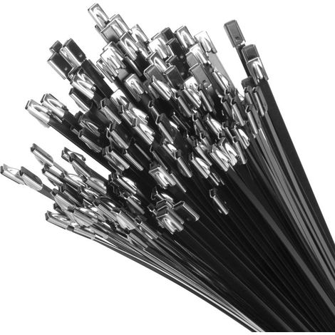 20 Pièces Noir Collier de Serrage Métallique,200mm 4,6mm, Résistance à la traction de 136 KG, Serre Cable Pour Enroulement D'échappement (1/5)