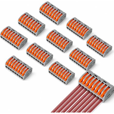 10 Pièces Connecteurs de Câble Électrique à Levier 8 Voies Type pour 221, pour 8 Entrées, Bornes Compactes Rapides en Cuivre, Dominos PA/PC Ignifuges pour Câblage Domestique et Installation (1/5)