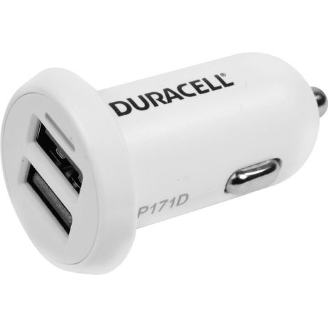 Chargeur double usb  voiture 12V, blanc 2.4+1A