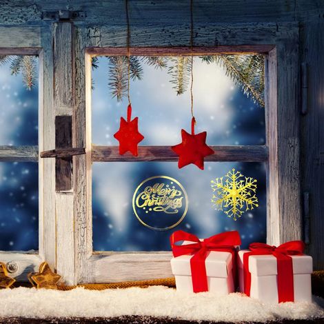 Lot de 500 autocollants Noël dorés flocons de neige, étiquettes rondes adhésives pour enveloppes, décorations de fête Xmas (1/5)