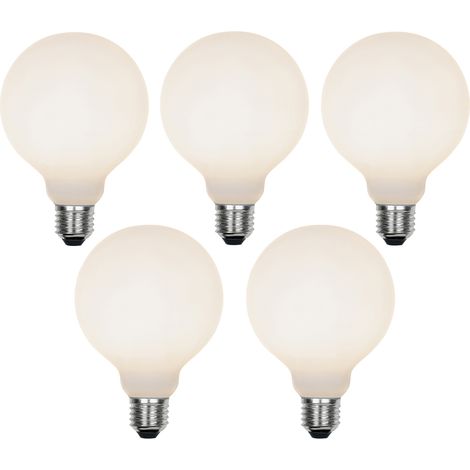 LUEDD Lot de 5 Ampoule LED E27 à intensité variable 3 niveaux G95 mat 5W 550lm 3000K