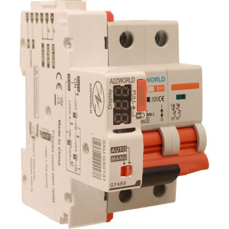 MCB Interruttore Magnetotermico Con Riarmo Automatico, Curva D 2P 3M 10000A AC 400V PB8H, 3 Tentativi (10s/60s/300s), Corrente Disponibili 6A 10A 16A 20A 25A 32A 40A 50A 63A  (D25A)