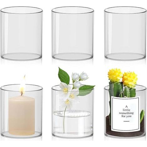 Vases Cylindriques, 10 × 8.5 cm Vase en Verre, Transparent pour Centre de Table Mariage, Fleur, Accessoires de Maison, Bogies et Décoration de Table (1/5)