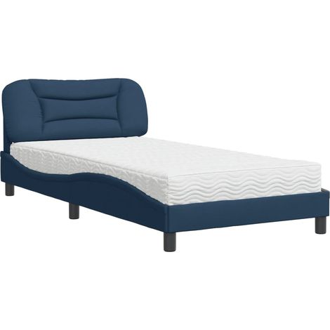 Maison Exclusive - Bett mit Matratze "Hvar" Blau 100x200 cm Stoff (1/5)