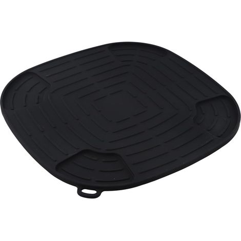 Alfombrilla aislante térmica de silicona para freidora de aire NJ Crispi, diseñada para aislar y proteger la encimera (negra). (1/4)