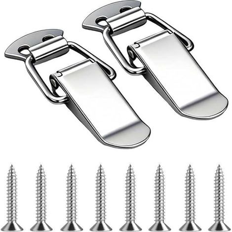 2 pièces Verrouillages à Ressort en Acier Inoxydable 104 mm,Fermeture à Ressort Avec Vis Pour Boîte à Outils,Meuble,Valise,Coffre,Couvercle de Caisse (1/5)