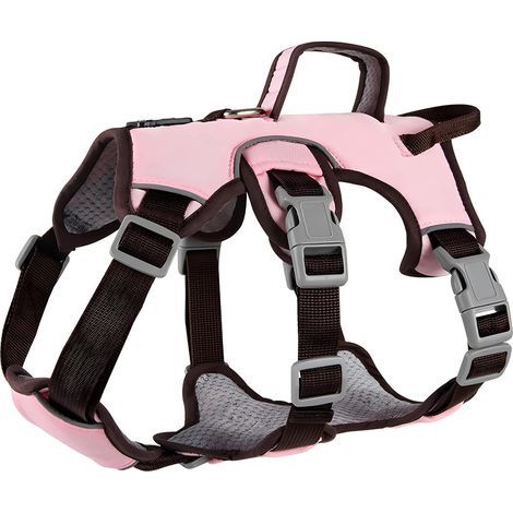 Pettorina antifuga per cani con maniglia imbottita – Traspirante, morbida e riflettente per cani di piccola e media taglia (passeggiate/addestramento, rosa/M) (1/5)