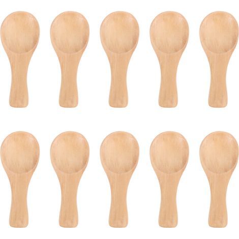 PoignéE Courte 10 Paquets Petite CuillèRe en Bois, Parfait pour Petits Pots Confiture, éPices, Condiments,Assaisonnements, Sucre, Miel,Le Café, la
