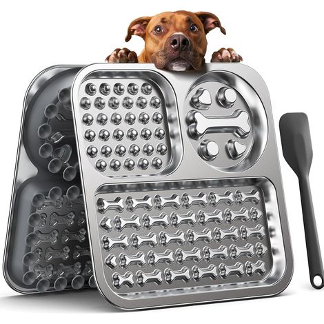 Stainless Steel Dog Licking Mat for Dogs and Cats with Scraper, 1 Piece (1/5)
