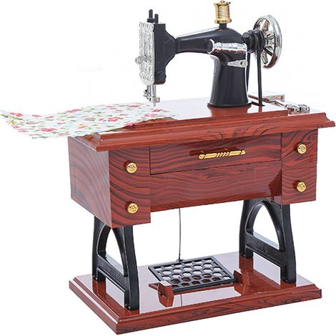 Máquina de coser accionada con el pie, caja de música, regalo antiguo, juguete musical educativo, decoración del hogar, accesorios de moda (1/5)