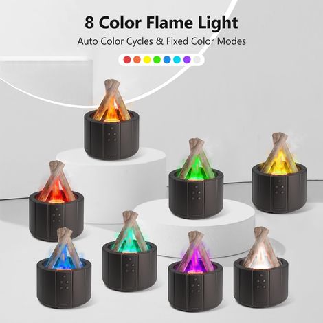 Diffusore di oli essenziali con effetto fiamma, 280 ml, umidificatore d'aria, luminosità regolabile, 3 timer, bruciatori silenziosi per oli essenziali (Nero) (1/4)