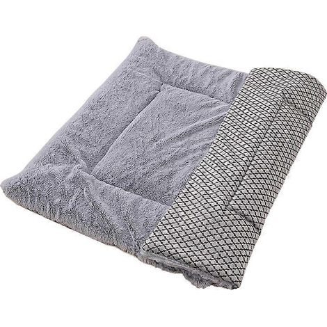 Weiches Plüsch-Hundebett, flauschiges Bett für kleine, mittlere und große Hunde, maschinenwaschbare Matratze, Kurzplüsch grau - Größe S.