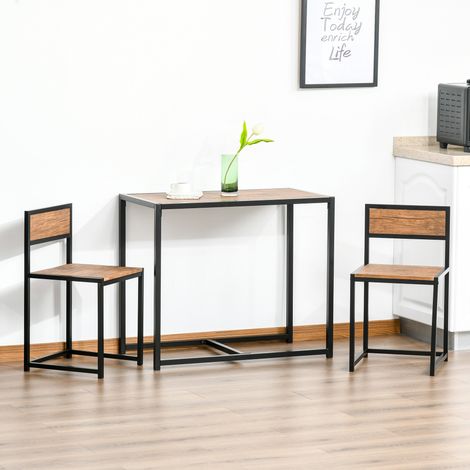 3-teiliges Bartisch-Set Hochtisch-Set 3-teilig, 2 Stühle, 1 Tisch, 90 cm x 47 cm x 76 cm, Braun + Schwarz