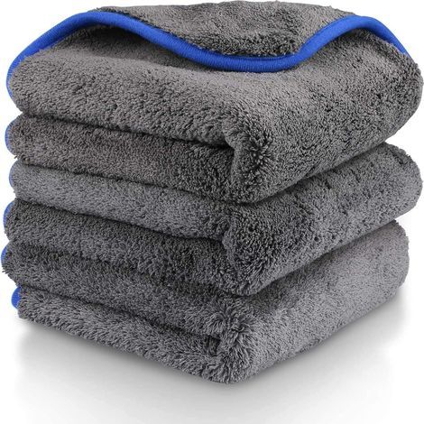 Chiffon Microfibre Voiture Moto, 3pcs Chiffon de Polissage Premium, Chiffons de Nettoyage de Séchage pour Soin Doux de Voiture 40 x 40cm, 1200 GSM (1/5)