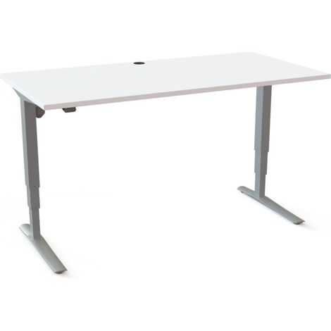 STIER Bureau électrique réglable en hauteur 501-43 160 x 80 cm Blanc/Argent 65-125 cm (1/3)