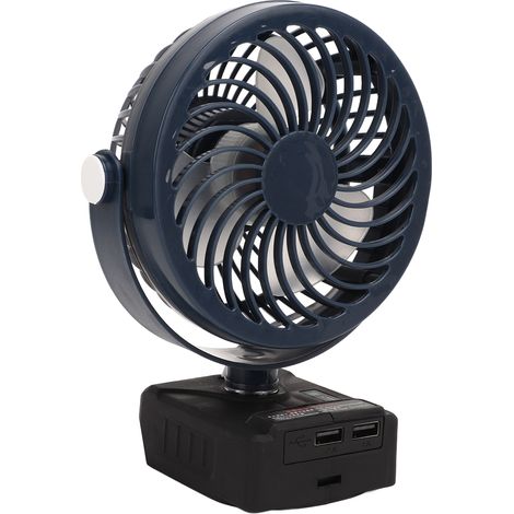 5-Zoll-Akku-Tischventilator, wiederaufladbar, batteriebetrieben, kleiner elektrischer Ventilator mit 2 USB-Ladeanschlüssen, Dunkelblau (1/5)