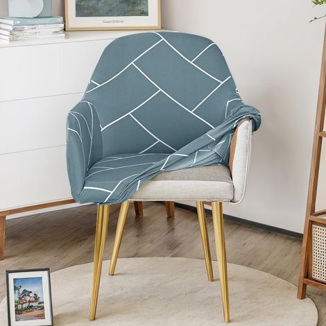 Housse de Chaise Salle à Manger Extensible avec Accoudoirs, Housse de Chaise Scandinave, Amovibles et Lavables, Universel pour Bureau, Cuisine, Banquet, Mariage, Fête (Gris Moderne,1 pièce) (1/5)