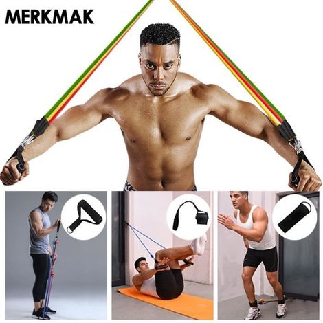 Bande élastique de fitness - PIMPIMSKY - Set de 5 bandes - Résistance élevée - Accessoires inclus - Mixte (1/4)