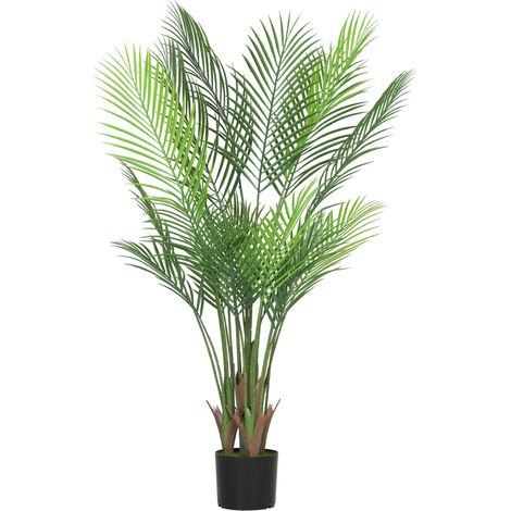 Künstliche Zimmerpflanze 120 cm, dekorative Palme mit Kunststofftopf, grün beflockt