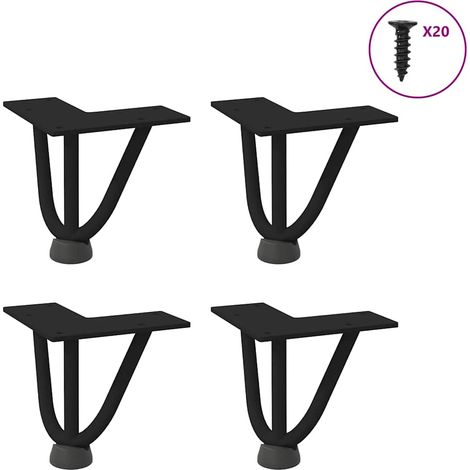 Haarnadelbeine für Couchtisch 4 Stk. Schwarz 10 cm Massivstahl