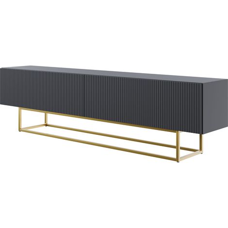 Selsey VELDIO - TV-Schrank, Schwarz mit goldenem Metallgestell, 175 cm (1/5)