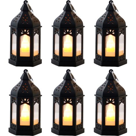 Lot de 6 lampes à pétrole LED rétro–Lampes de table vintage, lumière chaude,sûres et économes en énergie la décoration intérieure