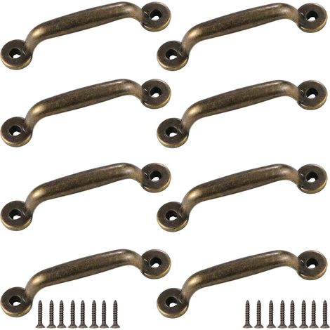 Lot de 8 poignées tiroir vintage en bronze, boutons commode (1/5)