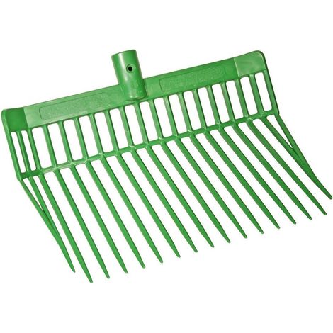manure fork, handless, green, plastic, 39x33x12.5cm, 17 teeth, ideal for farmers and horse owners, lightweight, individually tested