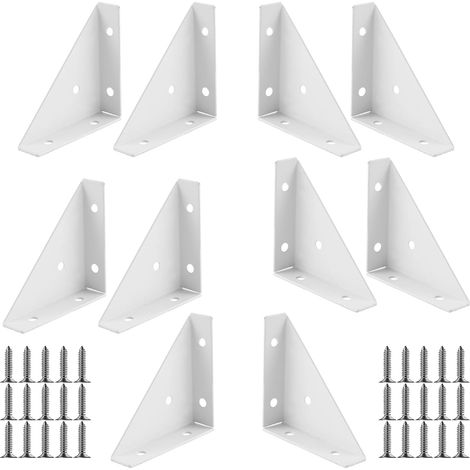 10 staffe di montaggio in metallo con connettori ad angolo di 90° per il supporto angolare di mobili in legno, armadi, tavoli, bordi del letto, ecc. (1/5)