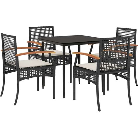 Maison Exclusive - 5-tlg. Garten-Essgruppe mit Kissen Schwarz Pol (1/5)