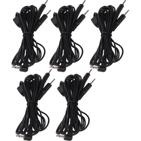 5 pièces câbles de remplacement TENS 2.5mm avec connecteur coudé pour appareils électrothérapie - 1.2m