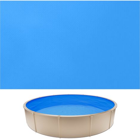 Liner Piscine Hors-Sol Ronde Diamètre 350,5 cm Hauteur Paroi 90 cm Film Intérieur de Piscine Épaisseur 0,6 mm pour Rénovation Étanchéité, Système Overlap, en PVC, Anti-UV, Anti-Déchirure, Bleu (1/5)