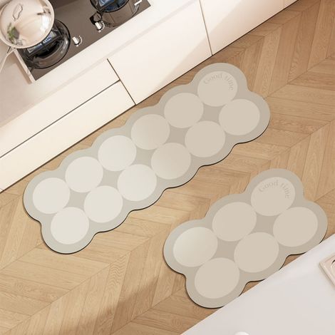 LAN Terre de diatomées Paramec Grey 5020cm Tapis de sol ménager en terre de diatomées résistante à l'usure, orné d'un joli motif d'animaux de dessin animé, facile à nettoyer, absorbant et antidérapant (1/5)