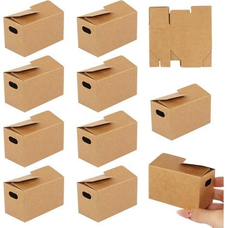 10 pezzi Mini scatole per traslochi 8 x 4,3 x 5 cm Scatole per traslochi in miniatura per fai da te e decorazioni Scatola di cartone portatile per scene di gnomi Case delle bambole Fai da te (1/5)