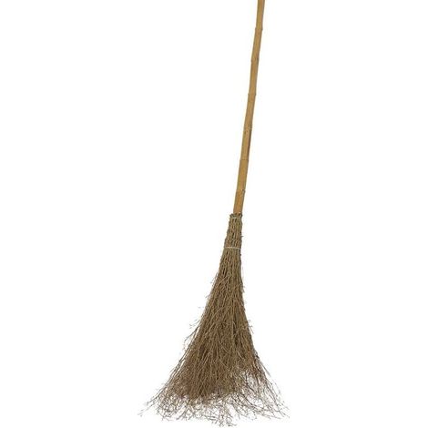 Scopa in legno naturale di bamboo resistente con manico da 142 cm e 18 setole in Bambù per pulizia giardino e strade (1/5)