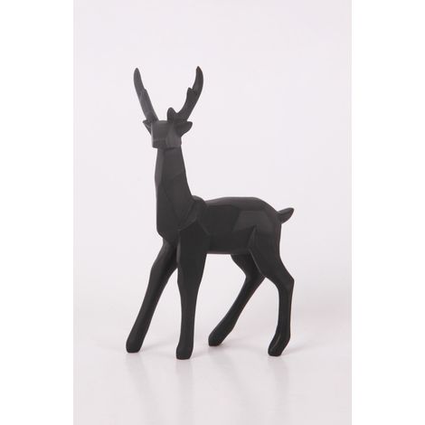 Dekofigur Rentier Polyresin 14 x 10 cm schwarz Weihnachtscharaktere