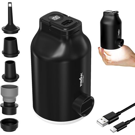 Pompe électrique pour matelas pneumatique, sacs sous vide – Mini portable, rechargeable, gonflage et dégonflage rapides avec 5 buses, éclairage LED, arrêt automatique pour matelas pneumatiques de (1/5)