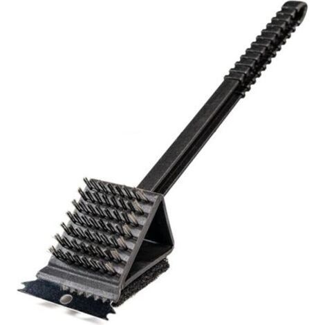 Brosse pour barbecue en fonte 3 en 1 avec spatule et ouate de nettoyage pour barbecue à gaz ou au charbon Brosse de nettoyage pour barbecue (1/5)