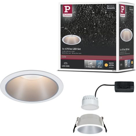 93409 LED spots encastrés Cole rond incl. 1x6,5 watts gradable projecteurs encastrés Blanc, Argent Lampe encastrée plastique, Alu zinc spot pour plafond 2700 K (1/5)