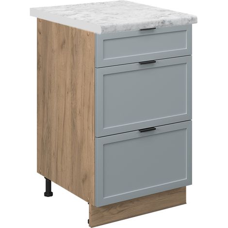 Mobiletto base per cucina Fame-Line, Blu-grigio chiaro, 50 cm , PL Marmo, Vicco