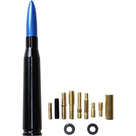 Adecuado para antena tipo bala calibre .50 Ford F150 F250 F350 Dodge Ram 1500 2500 Jeep Wrangler Toyota Tundra (Azul) (1/5)